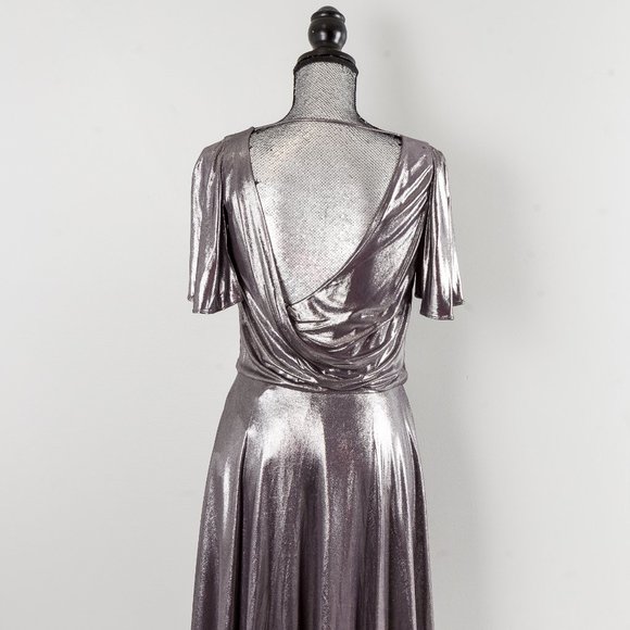 NWT HALSTON HERITAGE METALLIC DRAPED dress - small - Picture 4 of 7